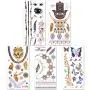 Metallische temporäre Tattoos, 20 Blätter, Gold & Silber, Lady Up – Körperkunst, Glitzernde temporäre Tattoos.