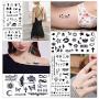 Small Temporary Tattoos for Women Realistic Tiny Tattoo Body Art Stickers Sexy Fake Tattoos Lips Leaf Flower Black Tattoo Waterproof Temp Tattoos Stickers (30 Sheets)