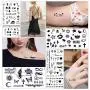 Kleine, temporäre Tattoos für Frauen Realistische Kleine Tattoo Körperkunst Aufkleber Sexy Fake Tattoos Lippen Blatt Blume Schwarz Tattoo Wasserdicht Temp Tattoos Aufkleber (30 Blätter)