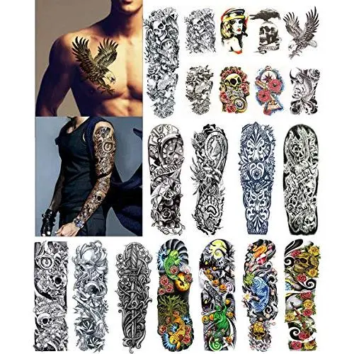 DaLin Extra Large Vorübergehende Tattoos, Arm- und Halbschultern-Tätowierungen für Männer und Frauen, 20 Blätter