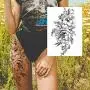 11 Blatt NEZAR Große Wein-Pflaumenblume Rose Vollarm Temporäre Tattoos für Frauen Realistische Schädel Skelett Fake Temporäre Tattoo Ärmel Aufkleber Wasserdicht Körper Make-up Blütenblatt Tatoos Papier Auge
