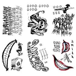 DaLin 6 Sheets The Joker Temporary Tattoos Stickers from Suicide Squad for Costume Accessories and Parties, Perfect for Masquerade Halloween Joker Cosplay