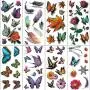 3D Colorful Butterfly Temporary Tattoos for Women - Rose Feather Animals Written Words Flowers Sexy Body Chest Back Shoulder Stickers Waterproofing (style 2)