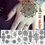 Temporäre Tattoos Aufkleber, Ztent 9 Blätter Mandala Blume Körperkunst Aufkleber, Wasserfest Henna Schwarz Körpertattoos für Erwachsene Frauen Mädchen Körperkunst Armaufkleber