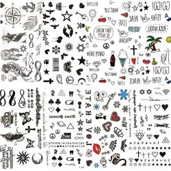 COKTAK 8 Pieces/Lot Small Sexy Lips Leaf Black Cartoon Temporary Tattoo For Kids Cute Star Children Tattoo Sticker Infinity Love Women Body Finger Art Waterproof Tatoos Girls Diamonds