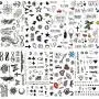 8er Set Kleine Sexy Lippen Blatt Schwarz Cartoon Temporäre Tattoos Für Kinder Niedliche Sterne Kinder Tattoosticker Infinity Love Damen Finger Kunst Wasserdicht Tatoos Mädchen Diamanten