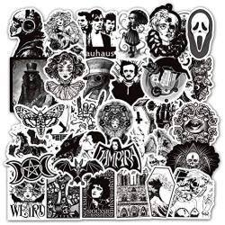 Gothic Stickers for Hydro Flask | 50 PCS | Vinyl Waterproof Stickers for Laptop,Skateboard,Water Bottles,Computer,Phone,Punk Stickers， Cool Stickers Horror, Black and White Stickers(Gothic-50PCS)