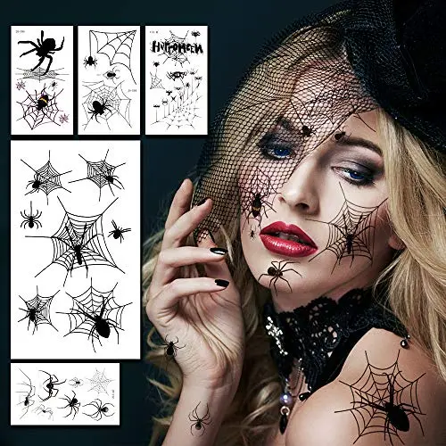 Halloween Spider Temporary Tattoos Face Sticker for Women, Halloween Fake Spiders Temps Stickers Makeup for Kids/Adults, Spider Face Tattoo for Witch Costume Temporary Tattoo Decal Props Halloween Spider Temporary Tattoos Face Sticker for Women, Halloween Fake Spiders Temps Stickers Makeup for Kids/Adults, Spider Face Tattoo for Witch Costume Temporary Tattoo Decal Props