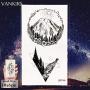 12 Pieces/Lot Geometry Triangle Mountain Temporary Tattoo Sticker Cover Women Body Arm Art Drawing Waterproof Fake Black Sea Weave Tatoos Custom 10x6CM