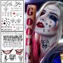 5 Sheets Temporary Tattoos Stickers Suicide Squad Harley Quinn Joker Tattoo Halloween Cosplay Face Waist Leg Tats Halloween Costume Accessories