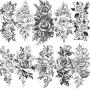 VANTATY 10 Sheets 3D Big Rose Peony Flower Girls Temporary Tattoos For Women Waterproof Black Tattoo Stickers 3D Blossom Lady Shoulder Tatoos Leaf DIY Costom Sexy Arm Chains Pattern.