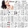Tattoos Temporaires Konsait pour Adultes Hommes Femmes Enfants (30 Feuilles), Étiquettes d'Art Corporel Temporaires Imperméables, Couverture Main Poignet, Ensemble.
