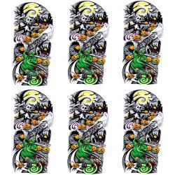 Leoars Nightmare Before Christmas Large Arm Tattoos, 6-Sheet Fake Halloween Half Arm Sleeve Temporary Tattoo Stickers for Adults Men Women Girls Kids Halloween Parties Makeup