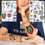6 Blätter FANRUI Niedliche Kleine Temporäre Tattoos Für Kinder Jungen Mädchen Aquarell Weltraum Stern Einhörner Kinder Cartoon Gesicht Tattoos Kleine Hände Wasserfeste Fake Tatoos Papier