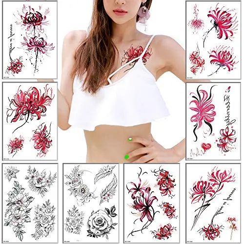 8 Sheets Big Flowers Peony Watercolor Temporary Tattoos Sleeves for Women Tattoo Stickers Waterproof Shoulder Back Body Art Sexy Tatoos (style9) 8 Sheets Big Flowers Peony Watercolor Temporary Tattoos Sleeves for Women Tattoo Stickers Waterproof Shoulder Back Body Art Sexy Tatoos (style9)
