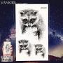 12 Pieces/Lot 3D Black Fun Raccoon Tattoo Stickers Cover Women Temporary Fake Tatoos Owl Men Waterproof Custom Tattoo Supplies Body Arm Art 10x6cm