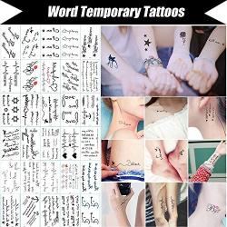 120 Sheets Fake Tattoos Temporary Tattoo Stickers for Women Men Girls Kids Tiny Black Flower Word Sexy Temp Tattoos Small Body Art Decal Designs for Face Hand Neck Wrist Arm Back Chest Decorations