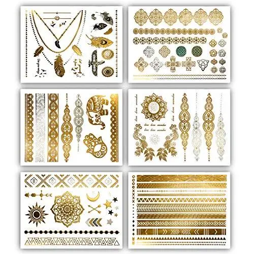 Terra Tattoos Temporary Metallic Tattoos - 75 Gold Tattoos Terra Tattoos Temporary Metallic Tattoos - 75 Gold Tattoos