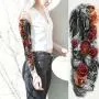 6 Blatt Vollarm Temporäre Tattoos, Wasserdicht, Extra Groß, Temporäre Tattoos für Damen Herren Erwachsene Schwarz Schädel Rose Körperkunst Tattoo Sticker Falstattoo