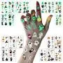Autocollants Tattoos Luminescents MoinsMo, 10 Feuilles, pour Enfants, Squelettes, Citrouilles, Cartoons, Étanches, pour la Fête d'Halloween, Déguisements, Trick or Treat, Cadeau pour Enfants