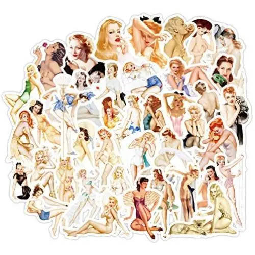 Honch Retro Pin-up Girls Sticker Pack 50 Stück Reiserückenschild-Sticker Vinyl Sexy Dame Aufkleber für Laptop, Handyhülle, Helm, Tablet, Autos, Koffer, Wasserflasche