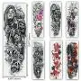 6 Blatt Vollarm Temporäre Tattoos, Wasserdicht, Extra Groß, Temporäre Tattoos für Damen Herren Erwachsene Schwarz Schädel Rose Körperkunst Tattoo Sticker Falstattoo