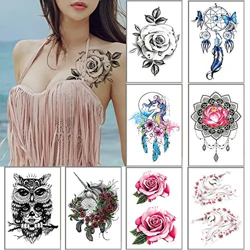 Temporary Tattoos Flowers Unicorn Owl Dreamcatcher Pattern for Women Halloween Tattoo stickers Gift Art Body Chest Shoulder Legs Removable Waterproofing (style8) Temporary Tattoos Flowers Unicorn Owl Dreamcatcher Pattern for Women Halloween Tattoo stickers Gift Art Body Chest Shoulder Legs Removable Waterproofing (style8)
