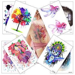 8 Sheets Colorful Fish Panda Owl Temporary Tattoo Sticker Waterproof Long Last Fake Tattoo for Kids Women