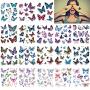 18 Sheets Butterfly Temporary Tattoos Stickers 3D Colorful Waterproof, Body Art Tattoo Stickers for Kids Girls or Women Hand/Neck/Wrist Art Fashion