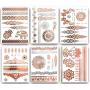 Terra Tattoos Temporary Henna Metallic Tattoos - Over 75 Mandala Tattoos (Rose Gold)