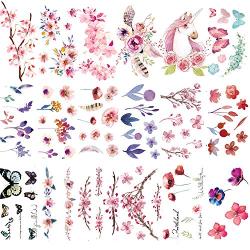 30 Sheets Watercolor Flowers Temporary Tattoos Stickers for Women Girls and Kids