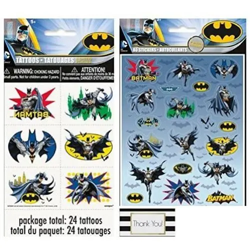 Batman 4 ct Sheets with 80 Stickers and 4 ct Sheets with 24 Tattoos by BT Batman 4 ct Sheets with 80 Stickers and 4 ct Sheets with 24 Tattoos by BT