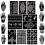 Koogel 18 Sheets Henna Tattoo Stencil Kit, 97 Pcs Temporary Glitter Airbrush Tattoo Stencils Arabian Tattoo Stickers for Face Paint Body Art