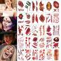 Halloween Temporary Tattoos Stickers, Scary Face Stickers, Waterproof Scar Tattoos, Suitable for Halloween Temporary Scars Tattoos Stickers Zombie Party Supplies Fake Injury Wound (30 PACK)