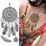 Wunderschöne indische Henna-Tätowierungen, 10 Blatt, temporär für Damen, Mandala-Blumen, Traumfänger-Tätowiersticker für Mädchen, Körperkunst, Armzeichnungen, Spitze, Fake-Juwelen-Tätowieranhänger.
