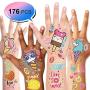 Konsait 176PCS Kids Temporary Tattoo, Fake Waterproof Tattoo Stickers For Children Girls Candy Lollipop Ice Cream Sweet Tattoos for Birthday Summer Beach Childrens Day Gift Party Favors Supplies