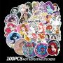 100pcs Cartoon Sweet Princess Anime Stickers Laptop Computer Bedroom Wardrobe Car Skateboard Motorcycle Bicycle Mobile Phone Luggage Guitar DIY Decal (Cartoon Princess)