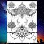 COKTAK 6 Pieces/Lot Unique Black Henna Temporary Tattoo Stickers For Adults Women Girls Feather Mandala Flower Body Art Large Big Arm Tattoos Sheet Lace Indian Mehndi Sexy Wedding Tatoos OWL