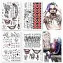 5 Sheets Temporary Tattoos Stickers Suicide Squad Harley Quinn Joker Tattoo Halloween Cosplay Face Waist Leg Tats Halloween Costume Accessories 5 Sheets Temporary Tattoos Stickers Suicide Squad Harley Quinn Joker Tattoo Halloween Cosplay Face Waist Leg Tats Halloween Costume Accessories