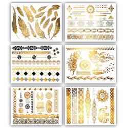 Terra Tattoos Temporary Metallic Tattoos - 75 Fake Gold Tattoos