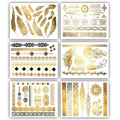 Terra Tattoos Temporary Metallic Tattoos - 75 Fake Gold Tattoos Terra Tattoos Temporary Metallic Tattoos - 75 Fake Gold Tattoos