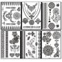TAFLY Lace Black Chains Tattoo Waterproof Body Henna Transfer Tattoos Stickers for Women & Girls -150 Designs Bracelets,Necklaces,Tribe,Totem,Wing etc 10 Sheets