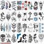 Étiquettes temporaires à décoller et à appliquer, 42 feuilles (incluant 10 feuilles de grands motifs), faux tatouages corporels pour hommes et femmes.