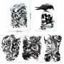 Temporary Tattoo for Guys for Man - Konsait Extra Fake Temporary Tattoo Black tattoo Body Stickers Arm Shoulder Chest & Back Make Up - Lion, Dead Skull,Koi Fish, Eagle Hawks Tribal Symbols
