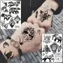 6 Sheets FANRUI Small Black Animals Temporary Tattoos For Women Kids Men Cute Geometric Mountain Forest Custom Lion Moon Star Fake Tattoo Sticker Waterproof Arm Children Tiny Hands Face Temp Tatoo Paw