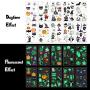 Halloween Tattoos for Kids, 100 Styles Assorted Halloween Temporary Tattoos Waterproof Glow in the Dark Stickers Party Favors for Adult Kids Halloween Trick or Treat Ghost Monster Pumpkin Tattoos