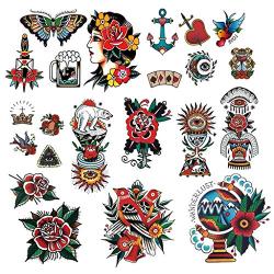 CARGEN Cool Classic Temporary Tattoo Traditional Temporary Tattoo Old School Stickers Waterproof Vintage Sticker