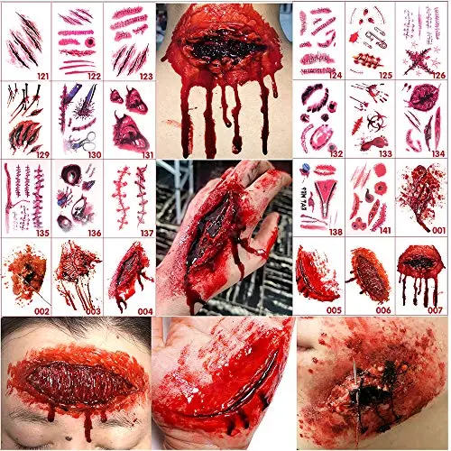 Étiquettes de tatouage d'Halloween, Étiquettes de cicatrices de tatouage simulées, Étiquettes de tatouage de couteau simulé, étanches, 24pcs (HL121-141 Message note modèle (total de 24 pcs)) Étiquettes de tatouage d'Halloween, Étiquettes de cicatrices de tatouage simulées, Étiquettes de tatouage de couteau simulé, étanches, 24pcs (HL121-141 Message note modèle (total de 24 pcs))