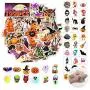 Halloween Stickers(50 Pcs)&Halloween Temporary Tattoos（60 Pcs)&Halloween Led Brooches(12 Pcs) Happy Halloween Decorations,Party Favors, Halloween Class Exchange