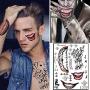 5 Sheets Temporary Tattoos Stickers Suicide Squad Harley Quinn Joker Tattoo Halloween Cosplay Face Waist Leg Tats Halloween Costume Accessories